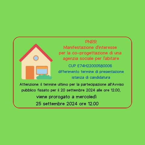 PNRR - Manifestazione d'interesse per la co-progettazione di una agenzia sociale per l'abitare